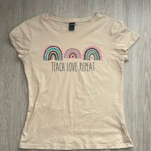 Cream ‘Teach Love Repeat’ Shein T-Shirt